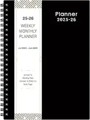 2025-2026 Planner - Weekly & Monthly Academic Planner 2025-2026, From July 2025 - June 2026, 6.25 in × 8.3 in, Flexible Cover, Twin-Wire Binding - Classic Black, Improving Your Time Management Skill