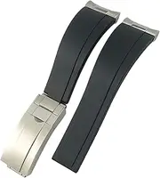 [AEMALL] Rubber Watchband 20mm Silicone Strap Fit for Rolex Daytona Submariner GMT Yacht Master Silver Curved Metal Link Watch Bracelets (Color : 22mm, Size : 20MM)