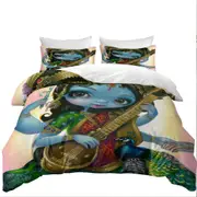 Hindu Goddess Saraswati Playing Veena Quilt Cover