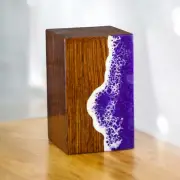 Wooden Urn Box for Ashes with Resin Ocean Wave Design – Handcrafted Cremation