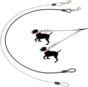 GOMAKERER 2 Pcs 2 Colors Steel Wire Dog Extenders, Dog Leash Extension, Clip Pet Car Leash, Non-Tangle Connect Leash for Large and Medium Dogs Walking Running and Training