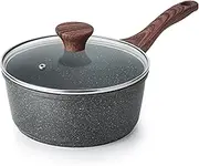 SENSARTE Nonstick Saucepan with Lid, 2.5 Quarts Medium Pot with Swiss Granite Coating, Stay-Cool Handle, Multipurpose Handy Sauce Pan Small Kitchen Cooking Pot, Induction Comptable