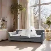 NNEOBA Luxurious Tech Leather Pet Sofa Lounge for Large Dogs - Sturdy Wooden Fra