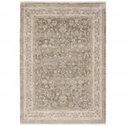 Durable 2' x 3' Beige Grey Machine Woven Oriental Indoor Area Rug