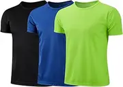 [Jugaoge] 3Pcs Kids Boys Quick Dry Wicking Moisture Sports T-Shirts Workout Shirts Running Tops