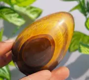 2Pcs Set Tiger Eye Crystal Egg Hand Carved Crystal Home Office Decorative Egg