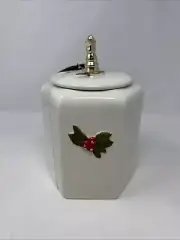 bklyn steel co cookie jar christmas ceramic holiday holly tree mistletoe NWT HTF