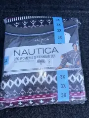 Nautica Ladies' Size 3X (26W-28W), 2-PC Silky Fleece Pajamas Set, Gray NEW