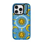 iPhone 16 Pro Impact Ring Stand Case MagSafe Compatible Sun Moon Stars Transparent Gold Yellow