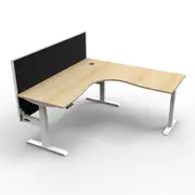 1800Mm Natural Oak And White Corner Workstation With Screen