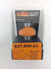 CMT 837.850.11 Cove Router Bit, 1/2" Shank, 1/2" Radius, Made in Italy