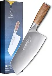 SHI BA ZI ZUO Meat Chopper Knife Chinese Chef Knife Vegetable Cleaver for Kitchen Stainless Steel Kitchen Knife with Anti-Slip Wooden Handle
