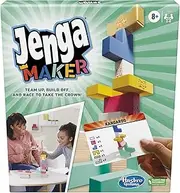 Hasbro Jenga Maker - Genuine Hardwood Blocks - Stacking Tower Game - Game for Kids Ages 8 and Up - Game for 2-6 Players - Play in Teams - F4528, Multicolour