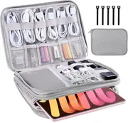 Electronics Organizer Travel Cable Organizer for USB Data Cable Earphone Wire Power Bank Phone,Grey