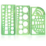 Geometry Set With Circle Template - 3 Pieces, Different Size Scale Ruler and ...