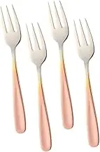 GRIRIW 4Pcs Stainless Steel Dessert Forks Set Creative Gradient Colour Appetizer Forks for Fruits Cakes Seafood and Salad Easy to Clean Kitchen Serving Utensils
