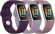 Meliya Band Compatible with Fitbit Charge 6 Bands/Fitbit Charge 5 Band Women Men, Soft Silicone Adjustable Waterproof Sport Replacement Wristbands Strap for Fitbit Charge 6/5 Fitness Tracker