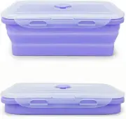 Purple Collapsible Sandwich Container, Silicone Lunch Container Bento Box