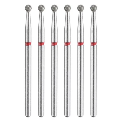 6pcs 200-230 Grits Diamond Grinding Bit 2.5mm Ball Head 2.5mm Length, Red
