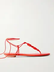 [Aquazzura] Aquazzura - Oaxaca Knotted Leather Sandals - Tomato red - IT37 IT 37 Red
