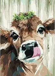 UMPOE Paint by Numbers for Adults, Cow Paint by Numbers for Beginner,Paint Canvas Oil Painting for Highland Cow Wall Art (Without Frame 15.7x19.7inch)