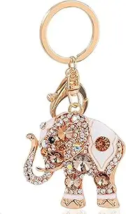 [Reizteko] Lucky Elephant Colorful Opal Rhinestone Plating Women Car/Bag Keychain Purse Charm - Purple