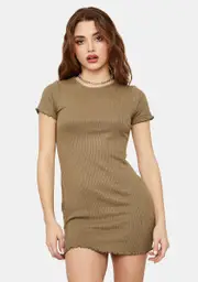 Olive Don't U Want Me Lettuce Hem Bodycon Dress