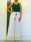 Women Trousers Indian handmade Block Printed White Flared Ethnic Palazzo Pant