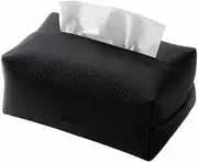Kintiva Premium Tissue Box Cover, Waterproof PU Leather Tissue Holder (Black)