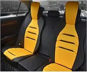Car Back Seat Cover Black and Red Seat Covers Leather Accessories Compatible for Mercedes Benz and BMW-X3 and Infiniti-Fx35 and Toyota(Yellow Cushion)