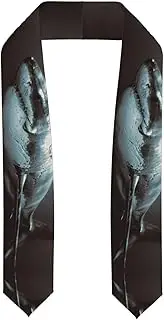 [EdWal] Great White Shark print Graduation Stole and Sash Class for Unisex Adult Honor Stole Honor Stole of 2025