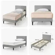single bed frame Platform Bed Zinus Single Bed Frame Fabric Upholstered Platform