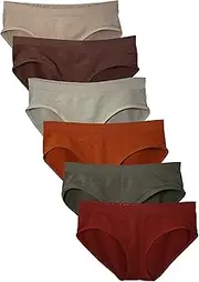 [Kalon] 6 Pack Women's Hipster Brief Nylon Spandex Underwear