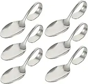 OKUMEYR Stainless Steel Curved Handle Spoons Set of 6 Salad Serving Utensils for Buffet Mirror Polished for Wedding Party