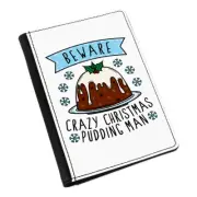 Beware Crazy Christmas Pudding Man Passport Holder Cover Case Wallet Santa