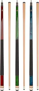 Set of Aska L2 Billiard Pool Cue Sticks, 58" Hard Rock Canadian Maple, 5/16x18 Joint, 13mm Hard Tip, Mixed Weights