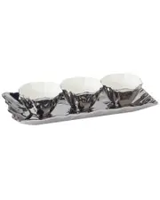 Certified International Silver Coast 4PC Tray and Condiment Bowls