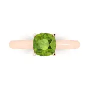 1.50 ct Cushion Cut Natural Peridot Wedding Bridal Promise Ring 14k Rose Gold
