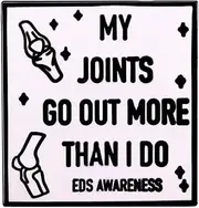 [Pinstant] My Joints Go Out More Than I Do Funny Humor Joke Support EDS Awareness Ehlers-Danlos Syndrome Genetic Disorder 1.2" Enamel Pin Badge, 1.2 Inches, Enamel, enamel