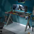 2-PC Gaming Desk Carbon Fiber Computer Racing Table w RBG LED Lights 100cm~160cm