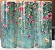 Tumbler 20oz Cup Mug w/ Straw inspired by Hanging Pink Flower