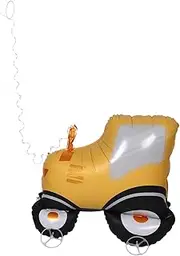 SUPVOX Tractor Shaped Foil Balloon with Wheels Realistic Inflatable Engineering Vehicle for Boys Birthday Party Decoration Unique Sliding Feature for Interactive Fun