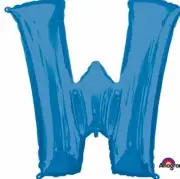 Anagram Balloons (LETTER W) Foil Mylar Balloon 33" BLUE SuperShape