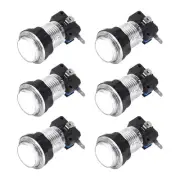 Game Push Button 33.5mm 12V LED Illuminated Switch with Micro switch White 6pcs