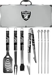 Siskiyou Unisex Denver Broncos 8 pc Tailgater BBQ Set F8BQ020-P, Unisex, Oakland Raiders 8 pc Tailgater BBQ Set, F8BQ125, Gray, Set of 8
