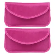 2Pcs Faraday Bags, 6.5" Signal Blocking Pouch Wallet for Car Keys, Rose Red