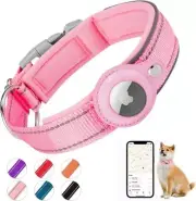 AirTag Dog Collar, [Pink - Size S] Reflective Apple Airtag Dog Collar, Thick Air