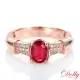 【DOLLY】1克拉 GRS無燒緬甸紅寶石18K玫瑰金鑽石戒指(014)