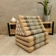JUMBO 3 FOLDS Thai Triangle Cushion Triangular Pillow Foldout Daybed Mat Cream