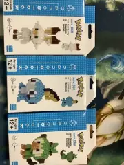 Nanoblock Pokémon Bundle Scorbunny, Sobble, And Grookey Buildable Figures.